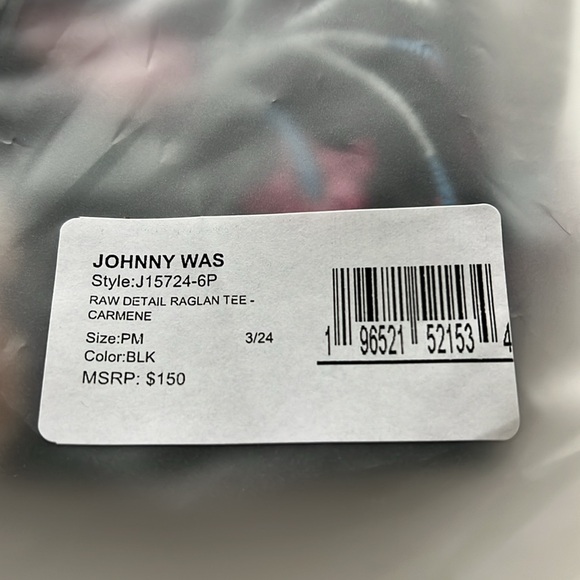 Johnny Was PM raw detail, short sleeved Raglan tee Carmene - Picture 2 of 2